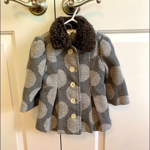 EUC Infant Girls Gray Pea coat size 12m - Picture 1 of 6